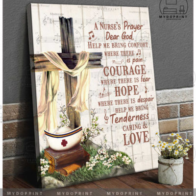 A Nurse's Prayer Old Rugged Cross White Ribbon Wall Art Canvas 5 canvas doc new optimized 1