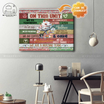 On This Unit We Are A Nursing Team Christmas Version Personalized Wall Art Canvas 2 cv ngang 19x23 optimized