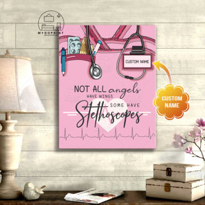 Not All Angels Have Wings, Some Have Stethoscope Pink Board Personalized Wall Art Canvas 2 b64b4fd2 42b4 11eb 806d 0242ac120002 canvas doc 16x20 optimized