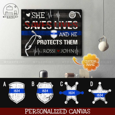 She Saves Lives And He Protects Them Personalized Wall Art Canvas 4 34286d0a 5018 11eb aaf4 0242ac120002 cv ngang 19x23 optimized