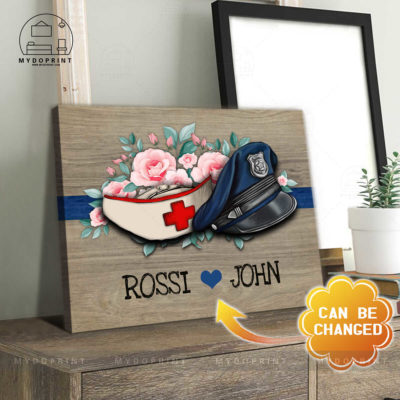 Nurse & Police's Cap Ver 2 Personalized Wall Art Canvas 1 db146ad1 5590 11eb a705 0242ac120002 cv ngang 23x27 optimized