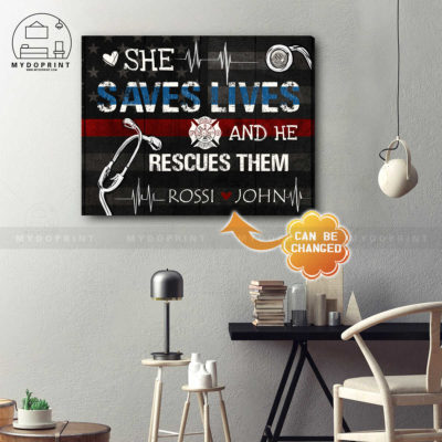 She Saves Lives And He Rescues Them Personalized Wall Art Canvas 2 263273ef 596e 11eb a705 0242ac120002 cv ngang 19x23 1 optimized