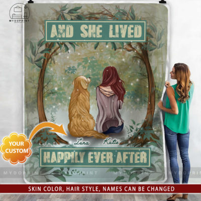 And She Lived Happily Ever After Personalized Fleece Blanket 2 0cff313d 615f 11eb a705 0242ac120002 mokup ao xanh 1 optimized