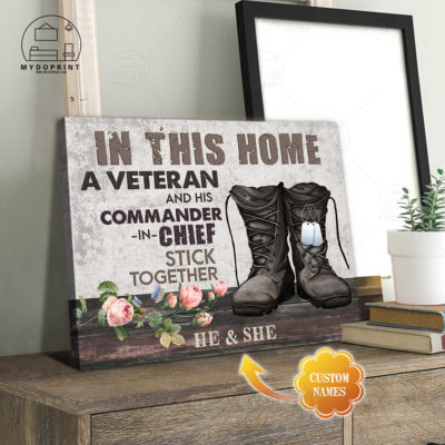 In This Home A Veteran & His Lovely Wife Stick Together Personalized Wall Art Canvas 2 c907feff 80c5 11eb ba90 0242ac120002 cv ngang 23x27 optimized