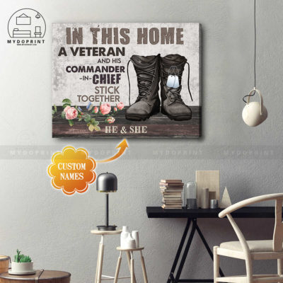 In This Home A Veteran & His Lovely Wife Stick Together Personalized Wall Art Canvas 3 c981dbdd 80c5 11eb ba90 0242ac120002 cv ngang 19x23 optimized