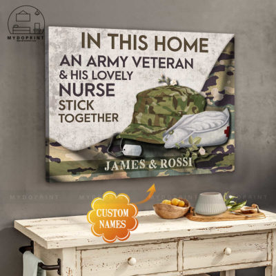 In This Home An Army Veteran & His Lovely Nurse Stick Together Personalized Wall Art Canvas 5 8128d4e4 86f8 11eb 977d 0242ac120002 cv ngang 27x33 optimized