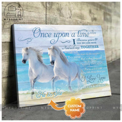 Once Upon A Time Couple Of White Horses Personalized Wall Art Canvas 1 4d555ffa 8861 11eb 977d 0242ac120002 mockup ngang moi optimized