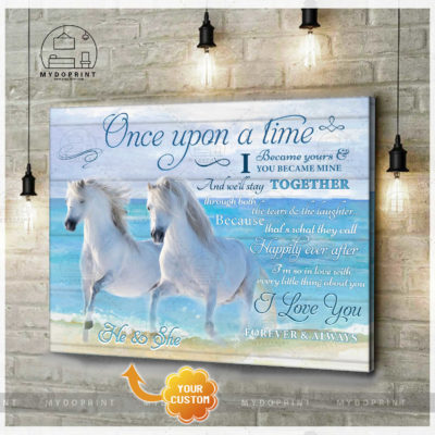 Once Upon A Time Couple Of White Horses Personalized Wall Art Canvas 2 52fbadea 8861 11eb 977d 0242ac120002 cv ngang new optimized