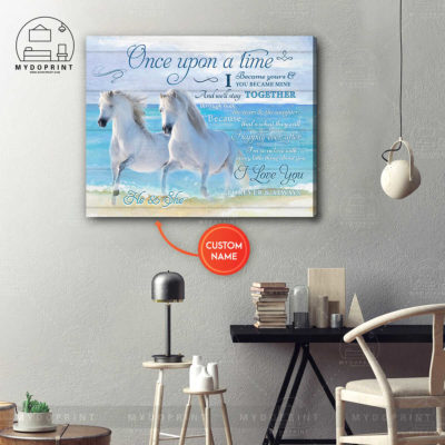 Once Upon A Time Couple Of White Horses Personalized Wall Art Canvas 3 576cd039 8861 11eb 977d 0242ac120002 canvashorizontal16x20 optimized