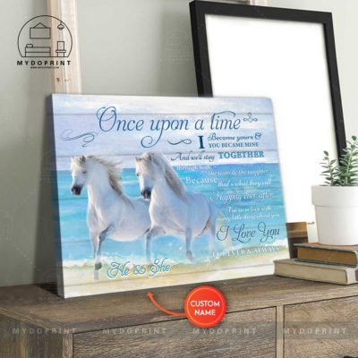 Once Upon A Time Couple Of White Horses Personalized Wall Art Canvas 4 5b17221a 8861 11eb 977d 0242ac120002 canvashorizontal20x24 optimized