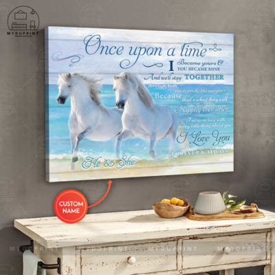 Once Upon A Time Couple Of White Horses Personalized Wall Art Canvas 5 5d285fe0 8861 11eb 977d 0242ac120002 canvashorizontal24x30 optimized