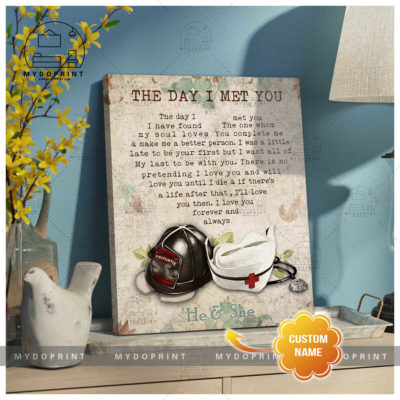 The Day I Met You Firefighter & Nurse's Cap Personalized Wall Art Canvas 3 0009cbf5 88a1 11eb 977d 0242ac120002 canvas doc20x24 optimized
