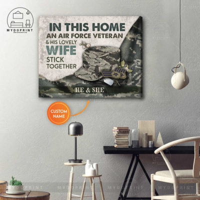 In This Home An Air Force Veteran & His Lovely Wife Stick Together Personalized Wall Art Canvas 6 be8906e5 8d3f 11eb 977d 0242ac120002 canvashorizontal16x20 optimized