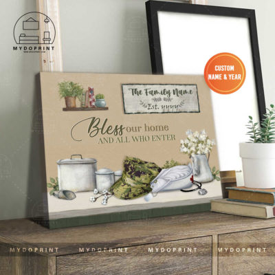Bless Our Home & All Who Enter Navy Veteran & Nurse Home Personalized Wall Art Canvas 2 24d363d6 8e04 11eb 977d 0242ac120002 canvashorizontal20x24 optimized