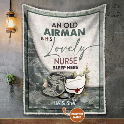 An Old Airman & His Lovely Nurse Sleep Here Personalized Fleece Blanket 2 cc04bbdd 8e21 11eb 977d 0242ac120002 blanket treo mockup 1 optimized