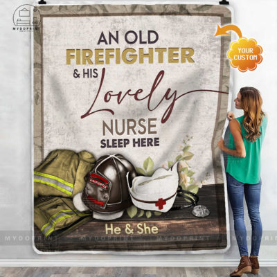 An Old Firefighter & His Lovely Nurse Sleep Here Personalized Fleece Blanket 3 bed4085d 9063 11eb 9ea8 0242ac120002 mokup ao xanh optimized