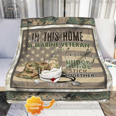 In This Home A Marine Veteran & His Lovely Nurse Stick Together Personalized Fleece Blanket 2 417bde07 96a6 11eb b217 0242ac120002 blanket phong khach recovered optimized