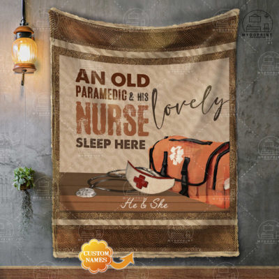 An Old Paramedic & His Lovely Nurse Sleep Here Personalized Fleece Blanket 2 3eaae8aa 977f 11eb b217 0242ac120002 blanket treo mockup 1 optimized