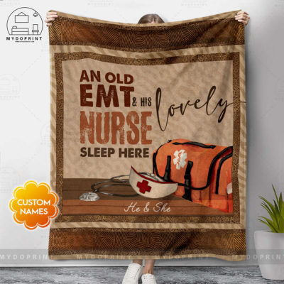 An Old EMT & His Lovely Nurse Sleep Here Personalized Fleece Blanket 3 blanket2new 1200x1200 optimized 2
