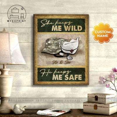 He Keeps Me Safe, She Keeps Me Wild Army Veteran & Nurse's Cap Personalized Wall Art Canvas 1 29df3e19 9d17 11eb 81ee 0242ac120002 canvas doc 16x20 optimized