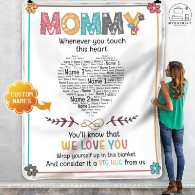 Mommy Whenever You Touch This Heart Personalized Fleece Blanket 3 24c48f3a a30f 11eb 91f7 0242ac120002 mokup ao xanh optimized