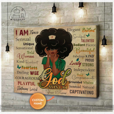 God Says I Am Black Nurse Personalized Wall Art Canvas 4 22ea46d5 b312 11eb 8a98 0242ac120002 cv ngang new optimized