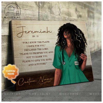 For I Know The Plan I Have For You Black Nurse Personalized Wall Art Canvas 2 82c0d83a b3d5 11eb 8a98 0242ac120002 mockup ngang moi optimized