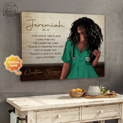 For I Know The Plan I Have For You Black Nurse Personalized Wall Art Canvas 3 87f43d41 b3d5 11eb 8a98 0242ac120002 canvashorizontal24x30 4con optimized