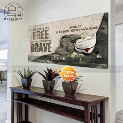 Home Of An Air Force Veteran & A Nurse Personalized Wall Art Canvas 20x40in 10x20in 1 33c69d61 b706 11eb bfc7 0242ac120002 canvas2040 mockupngang2 optimized