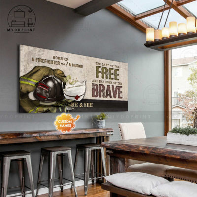 Home Of A Firefighter & A Nurse Personalized Wall Art Canvas 20x40in 10x20in 2 bcbd72f7 b706 11eb bfc7 0242ac120002 canvas2040 mockupngang1 optimized