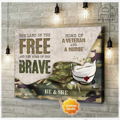 Home Of A Veteran & A Nurse Personalized Wall Art Canvas 3 ccfa09f3 b7b2 11eb bfc7 0242ac120002 cv ngang new optimized