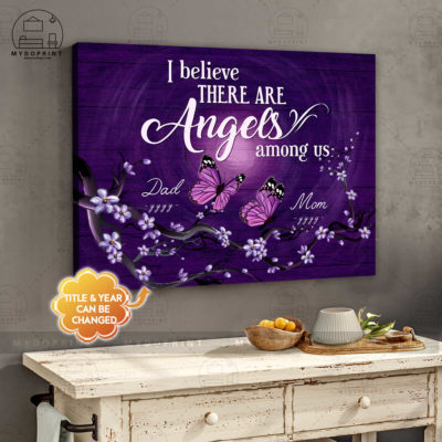 I Believe There Are Angels Among Us Butterfies Memorial Personalized Wall Art Canvas 2 03241f31 c2d4 11eb bf27 0242ac120002 canvashorizontal24x30 4con optimized