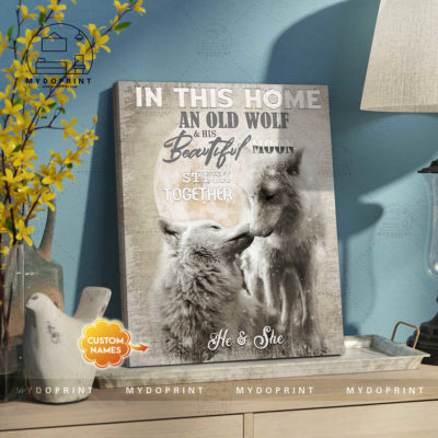 In This Home An Old Wolf & His Moon Stick Together Personalized Wall Art Canvas 3 8820144d c39f 11eb 92ae 0242ac120002 canvas doc20x24 optimized