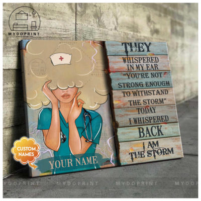 I Am Storm Blonde Hair Nurse Personalized Wall Art Canvas 2 9a339412 c83b 11eb 92ae 0242ac120002 mockup ngang moi optimized