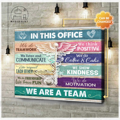 In This Office We Are A Team Caduceus & Stethoscope Personalized Wall Art Canvas 1 23c674c4 d27f 11eb a229 0242ac120002 cv ngang new optimized