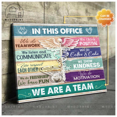 In This Office We Are A Team Caduceus & Stethoscope Personalized Wall Art Canvas 4 2d0c9183 d27f 11eb a229 0242ac120002 mockup ngang moi optimized