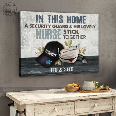 In This Home A (Job Title) & His Lovely Nurse Stick Together Ver 2 Personalized Wall Art Canvas 3 7d7401b1 dbe3 11eb a527 0242ac120002 canvashorizontal24x30 4con optimized