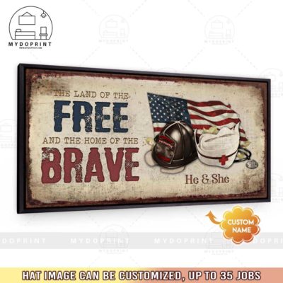 Land Of The Free Home Of The Brave ( Job Title Custom + Nurse ) Personalized Wall Art Canvas 3 4c9c8d7e dc02 11eb a527 0242ac120002 canvas2040 mockupngang4 optimized
