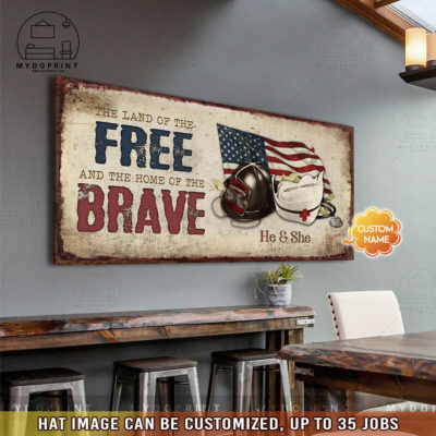 Land Of The Free Home Of The Brave ( Job Title Custom + Nurse ) Personalized Wall Art Canvas 4 6a7c40b2 dc02 11eb a527 0242ac120002 canvas2040 mockupngang12 optimized