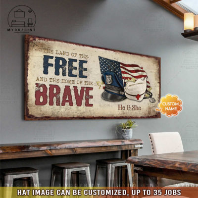 Land Of The Free Home Of The Brave ( Job Title Custom + Nurse ) Personalized Wall Art Canvas 5 6aa090ff dc02 11eb a527 0242ac120002 canvas2040 mockupngang13 optimized