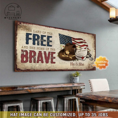Land Of The Free Home Of The Brave ( Job Title Custom + Nurse ) Personalized Wall Art Canvas 8 70ad54a4 dc02 11eb a527 0242ac120002 canvas2040 mockupngang16 optimized