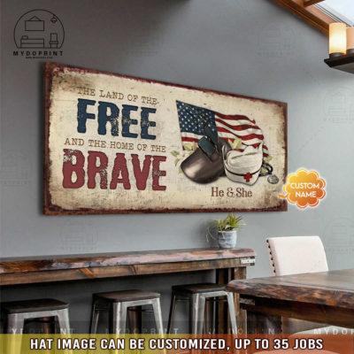 Land Of The Free Home Of The Brave ( Job Title Custom + Nurse ) Personalized Wall Art Canvas 9 7b306ef3 dc02 11eb a527 0242ac120002 canvas2040 mockupngang1 optimized