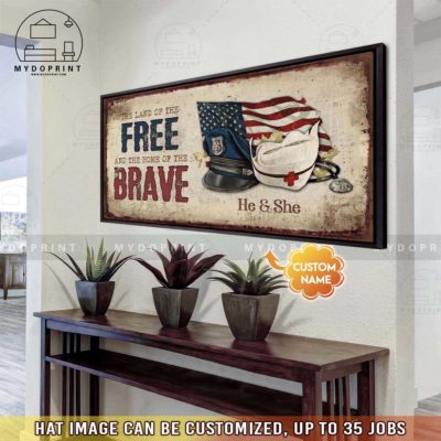 Land Of The Free Home Of The Brave ( Job Title Custom + Nurse ) Personalized Wall Art Canvas 11 86cbc4db dc02 11eb a527 0242ac120002 canvas2040 mockupngang2 optimized