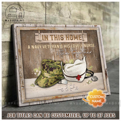In This Home A (Job Title) & His Lovely Nurse Stick Together Fake Wooden Frame Personalized Wall Art Canvas 3 e9cfedad e3d3 11eb 820b 0242ac120002 mockup ngang moi optimized