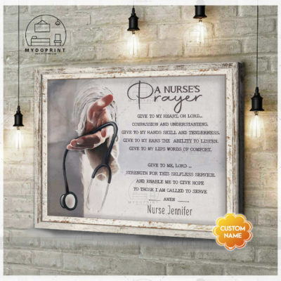 A Nurse's Prayer God's Hand Personalized Nurse Wall Art White Fake Framed Canvas 1 9f8cdfa3 edf4 11eb 90d7 0242ac120002 cv ngang new optimized