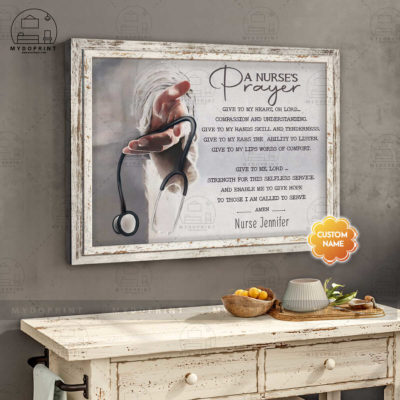 A Nurse's Prayer God's Hand Personalized Nurse Wall Art White Fake Framed Canvas 2 9f8db95f edf4 11eb 90d7 0242ac120002 canvashorizontal24x30 4con optimized
