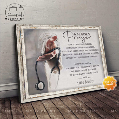 A Nurse's Prayer God's Hand Personalized Nurse Wall Art White Fake Framed Canvas 5 9feca041 edf4 11eb 90d7 0242ac120002 ngang 2 optimized