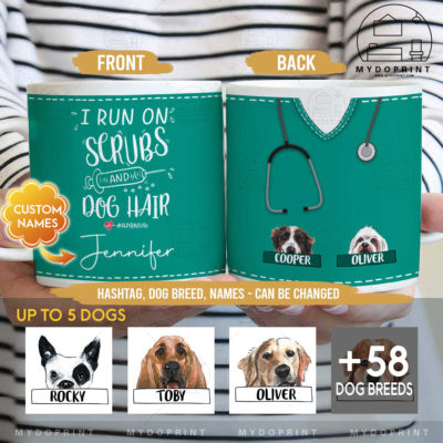 I Run On Scrubs & Dog Hair Personalized Mug 2 a9625d14 f999 11eb 8d83 0242ac120002 3 optimized