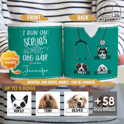 I Run On Scrubs & Dog Hair Personalized Mug 3 a99fad29 f999 11eb 8d83 0242ac120002 4 optimized