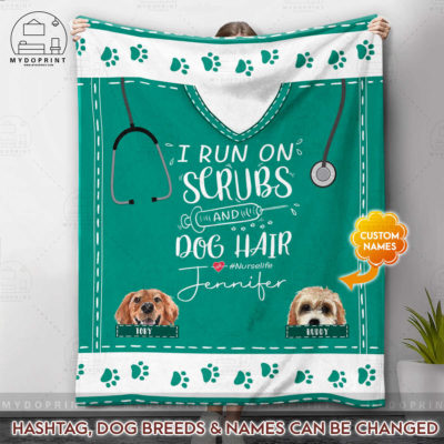 I Run On Scrubs & Dog Hair Personalized Fleece Blanket 3 b6ad068d fa94 11eb 8d83 0242ac120002 blanket2new 1200x1200 1 optimized